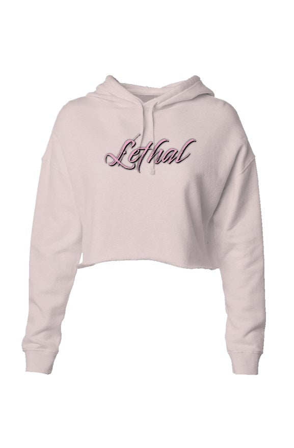 Lightweight crop hoodie with alternate lethal logo (Pink DS)